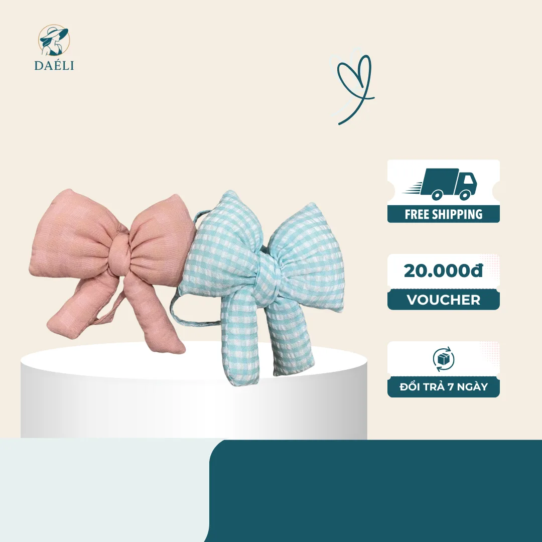 Charm nơ vải chần bông pastel dễ thương