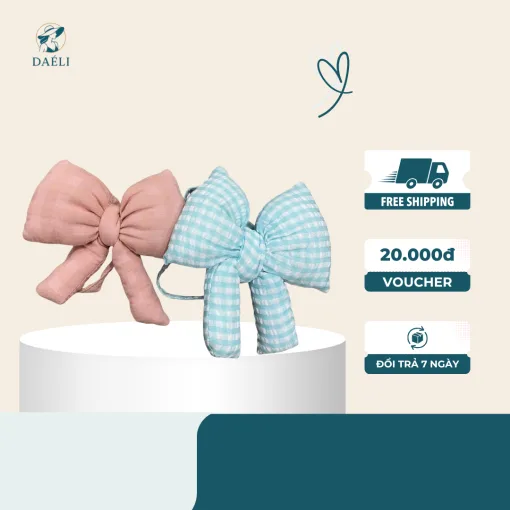 Charm nơ vải chần bông pastel dễ thương - Ảnh 4