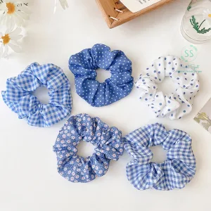 Scrunchies handmade kẻ caro xanh